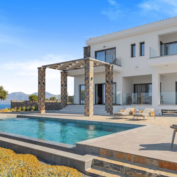 Private pool and terrace from Sole Mare villa in Elounda Crete